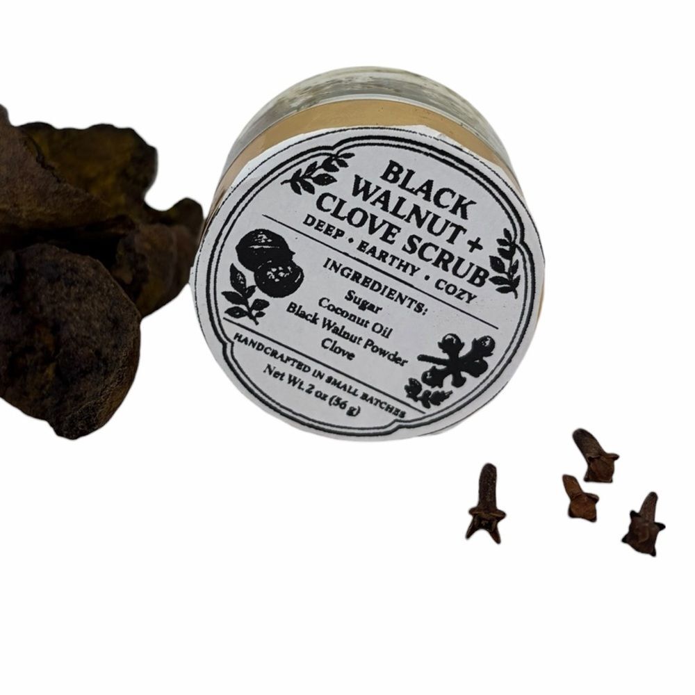 Black Walnut & Clove Sugar Scrub | Deep Exfoliating Body Scrub | Cozy Earthy
